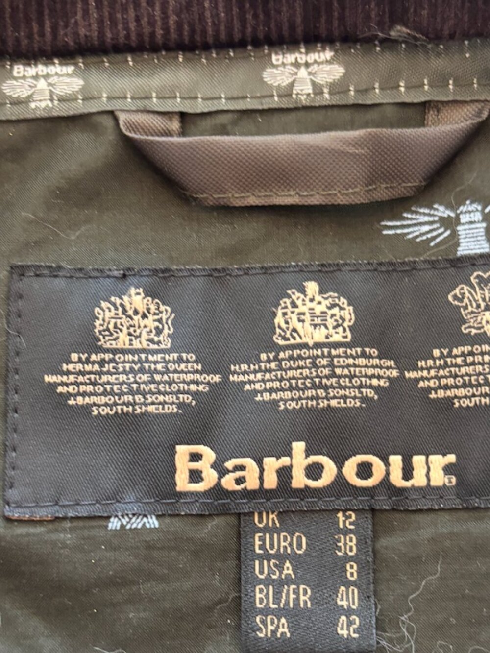 Barbour Shoreline Waxed Jacket Women's US 8 Olive Green - Picture 3 of 13
